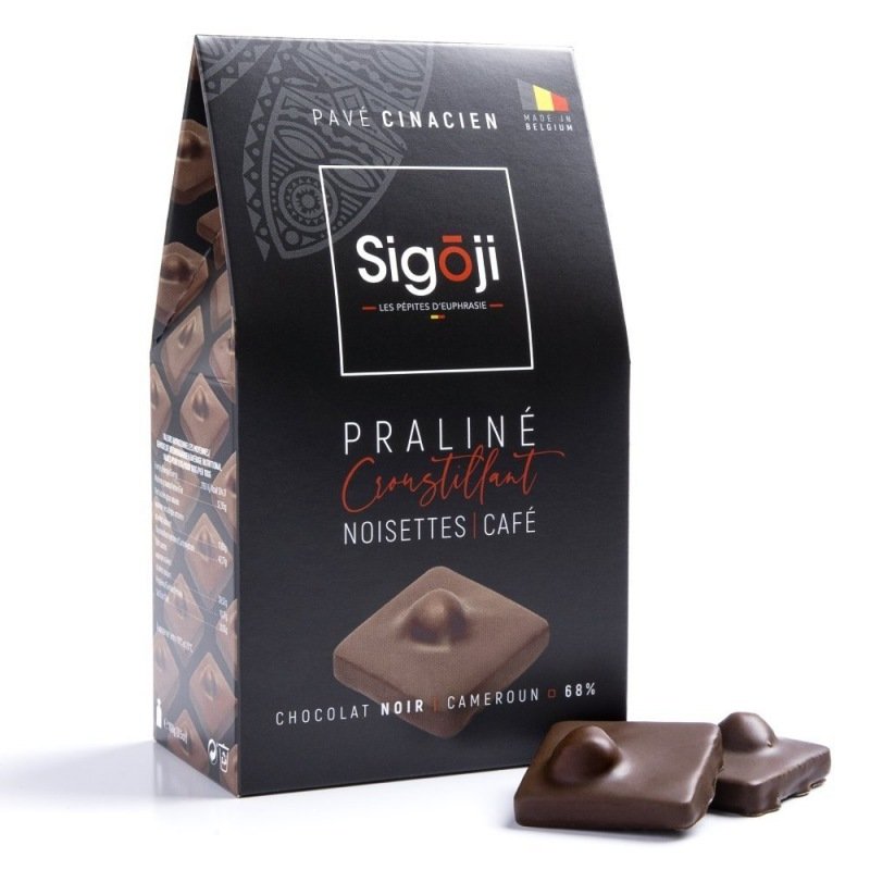 Crunchy dark chocolate hazelnut praline