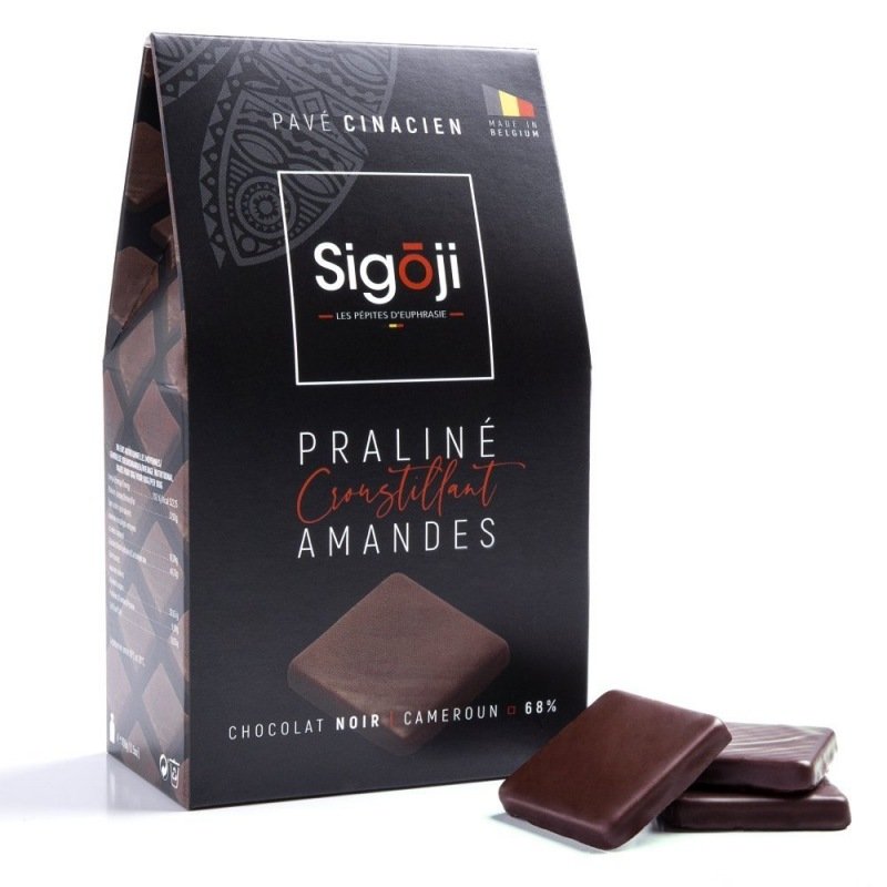 Crunchy almond praline, dark chocolate