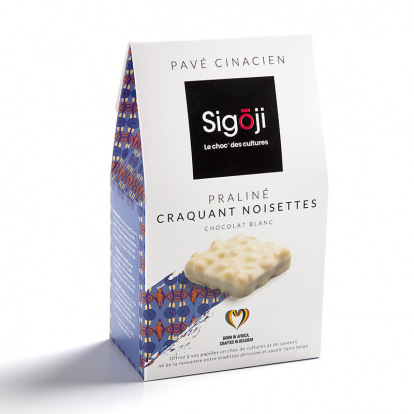 Zakje met 12 pralines - chocolat blanc (Riz soufflé)