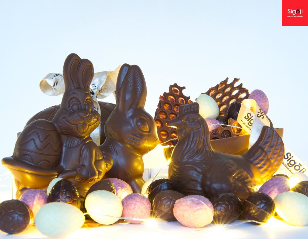 Les sujets de Pâques, figurines en chocolat de Sigoji
