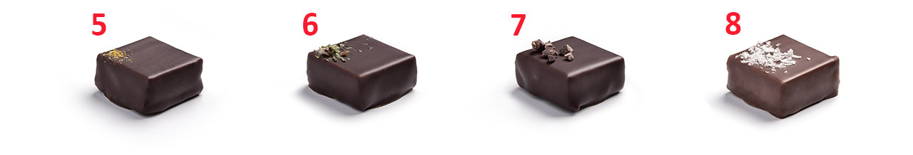 Les 34 chocolats du coffret Prestige de Sigoji