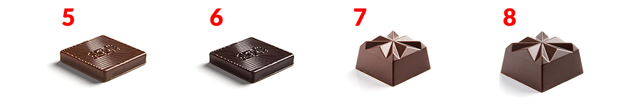 Les 16 chocolats du coffret Prestige de Sigoji