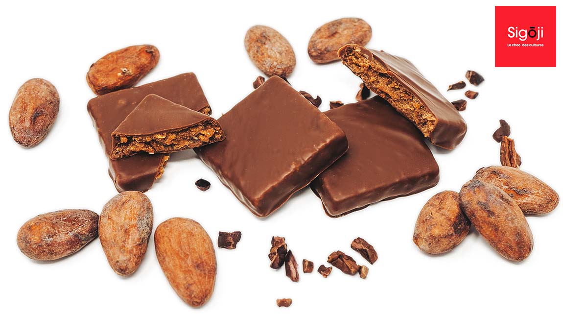 Sigoji et son praliné croustillant aux amandes au chocolat au lait